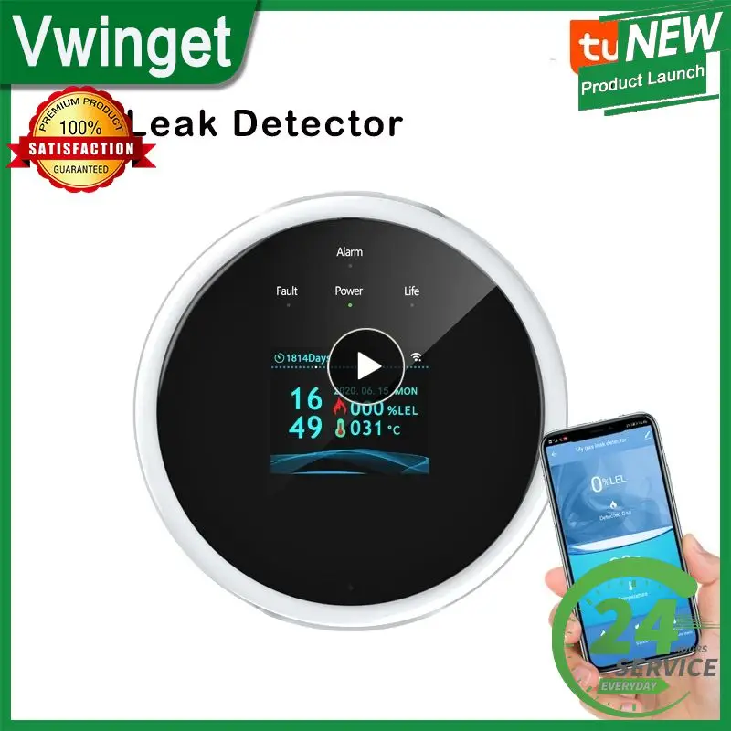 

1/2/3PCS Tuya Smart Wifi Combustible Gas Leak Detector With Temperature Sensor Lcd Display Usb Power Supply