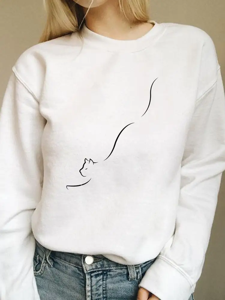 

Cat Simple Trend Pet 90s Fashion Pullovers Graphic Sweatshirts Casual Print Female Autumn Spring Women Long Sleeve Clothing
