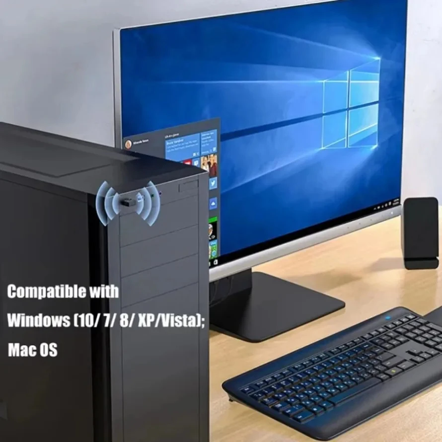 Фото Беспроводной адаптер KEBIDUMEI WiFi Bluetooth, 150 Мбит/с, мини-USB-приемник, 2,4G, Bluetooth 4,2, сетевая карта для настольных ПК, ноутбуков, ПК №4