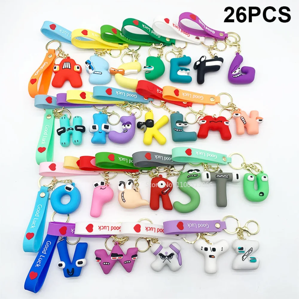 

26PCS/Set Alphabet Lore English Letter Key Chain Kawayii Cartoon Alphabet Key Buckle PVC Toys Kids Bag Pendant Ornament Toy