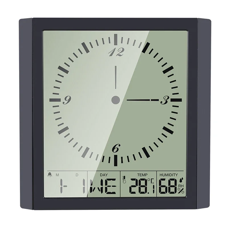 

Modern Simple Electronic Square Needle Clock Big LCD Digital Thermometer Hygrometer Desktop Alarm Clock Home Wall Decoration