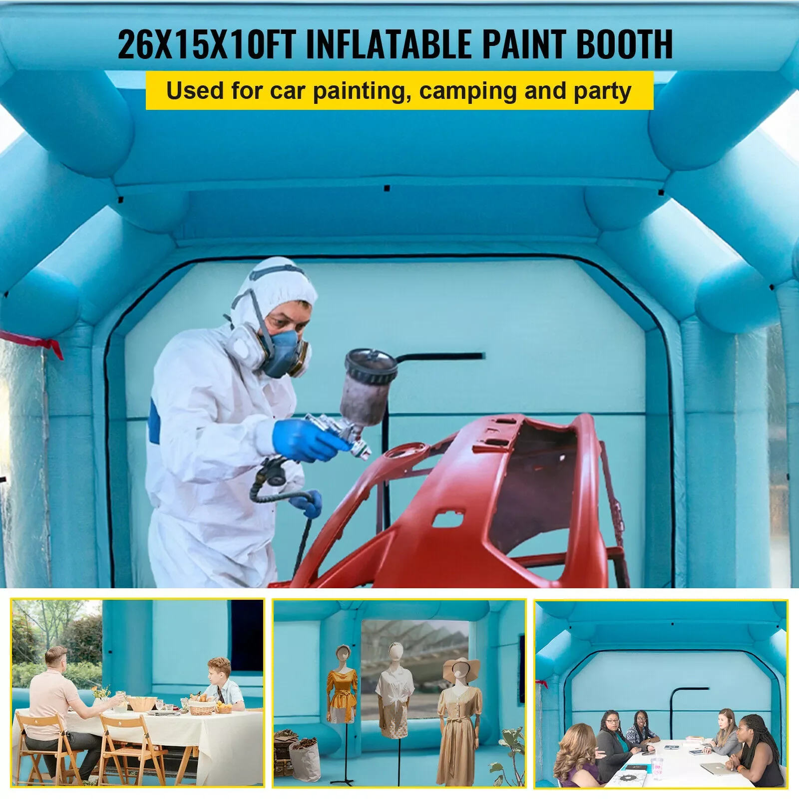

Inflatable Paint Booth Carport Car Paint Booth Tent W/ Blowers Car Workstation Mobile Shelter Room Airbrush Outdoor Garage