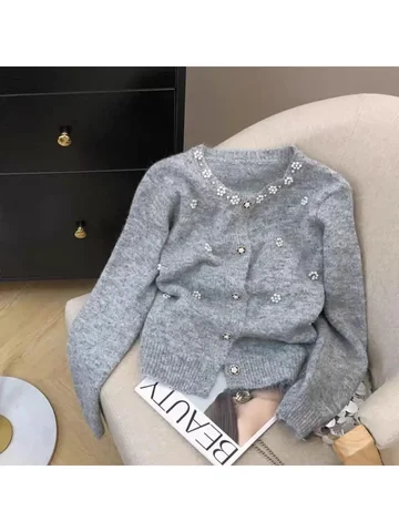 Neploe Loose Diamonds универсальные свежие тяжелые топы теплый пушистый джемпер с небольшим ароматом Harajuku Y2K милый повседневный кардиган