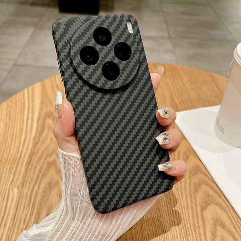 Чехол для Vivo X200, X200 Pro, ультратонкий чехол из углеродного волокна в полоску с текстурой, матовый жесткий чехол для VIVO X 200