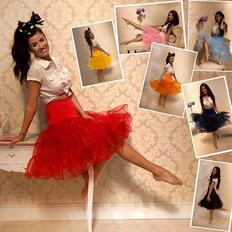 

Lolita Petticoat Woman Short Organza Underskirt Rockabilly Ruffle Tulle Red Puffy Tutu Skirt Cosplay Cocktail Dress