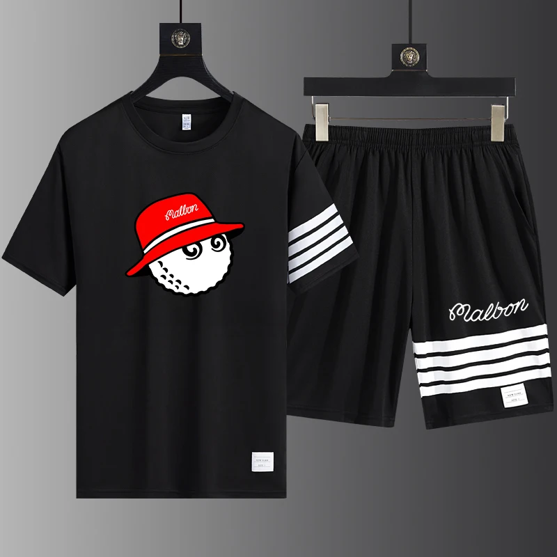 Golf sportswear set with four bars for men's 2022 summer new sports, fitness, running, leisure, quick drying short sleeves