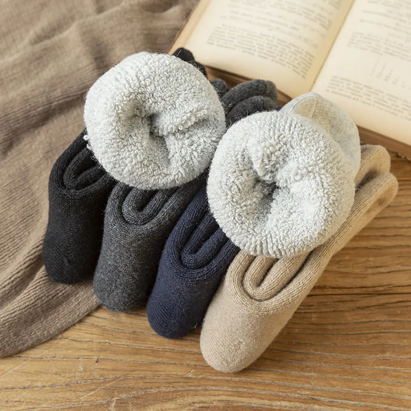 Men's Wool Socks Winter Thick Warm Harajuku Retro Cashmere Socks Cold Snow Cashmere Socks Men 5 Pair