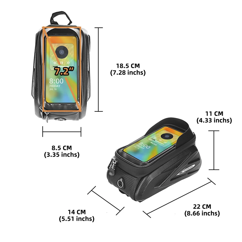 

MTB Bike Front Top Tube Frame Beam Bag Bicycle Waterproof Mobile Phone Holder Bag Shell Cycling Bike Tube Upper Tube Case