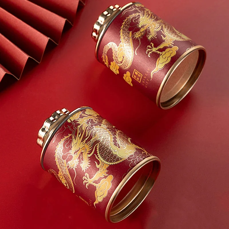 Мини-2024 Пустая Чайная Канистра С Драконом Серебряная Подкладка