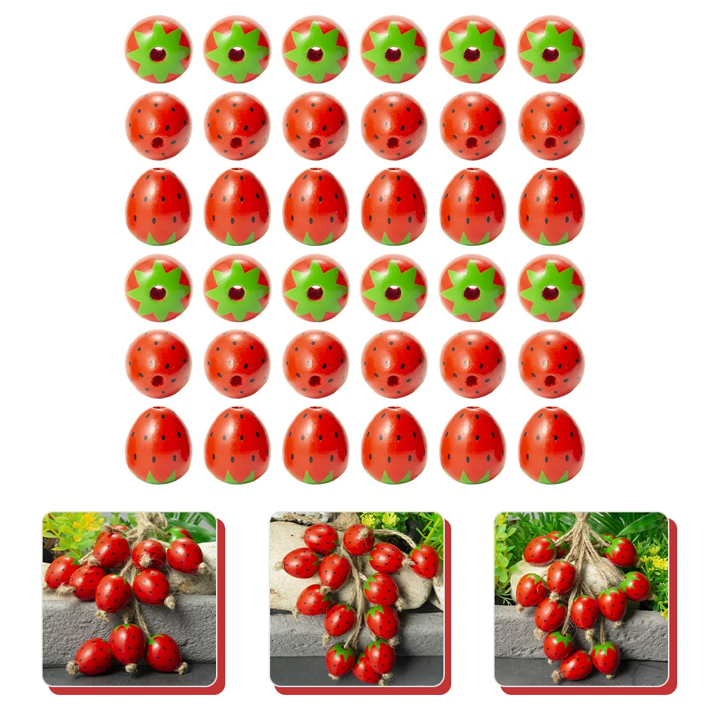 50 шт. бусина для браслетов сделай сам клубничные деревянные бусины клубника