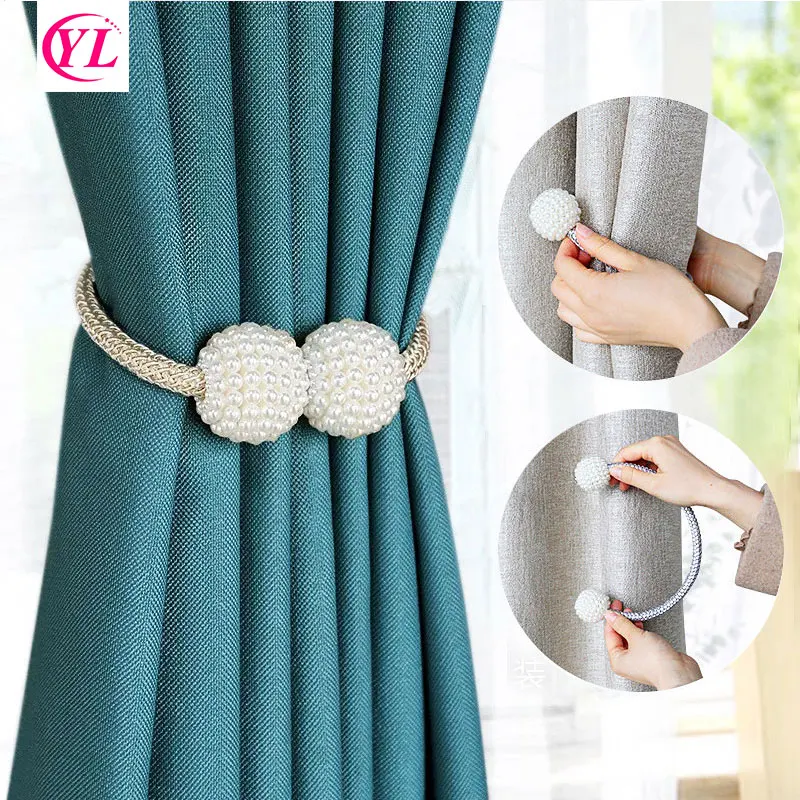 1pc Magnetic Pearl Curtain Clip Curtain Holders Tieback Buckle Clips Hanging Ball Buckle Tie Back Curtain Accessories Home Decor