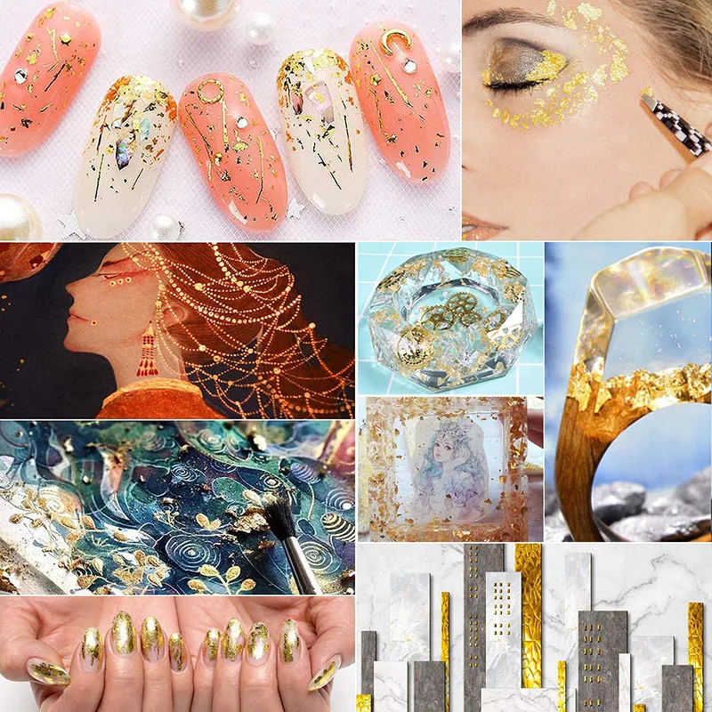 3g Imitation Gold Silver Copper Foil Crumbs Diy Nail Art Bulk Flakes Shiny Home Painting Paper Decor Supplies |