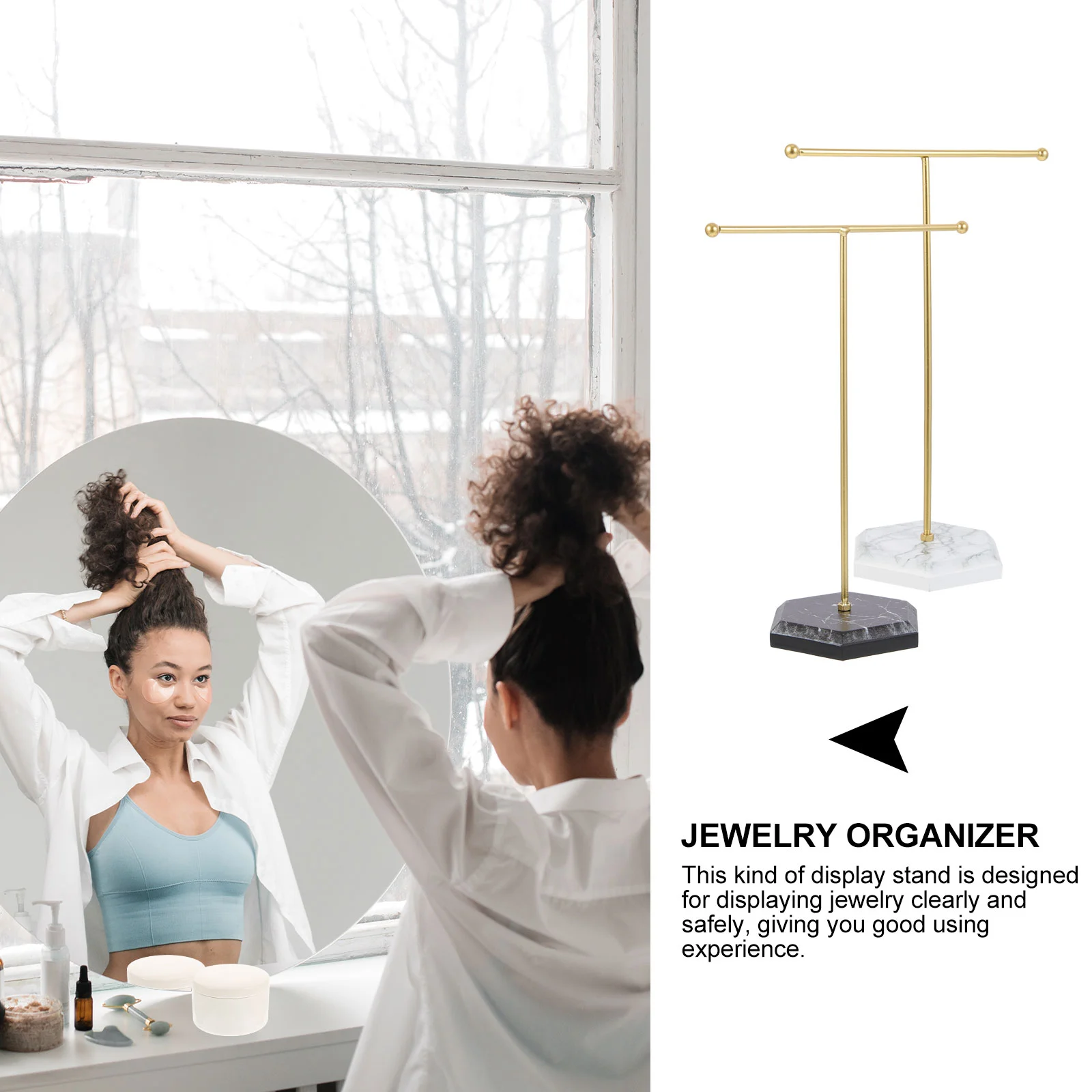 Jewelry Earring Holder Stand T Organizer Necklace Rack Display Bar Stands Metal Hanging Simple Dangle Holders Retailshape