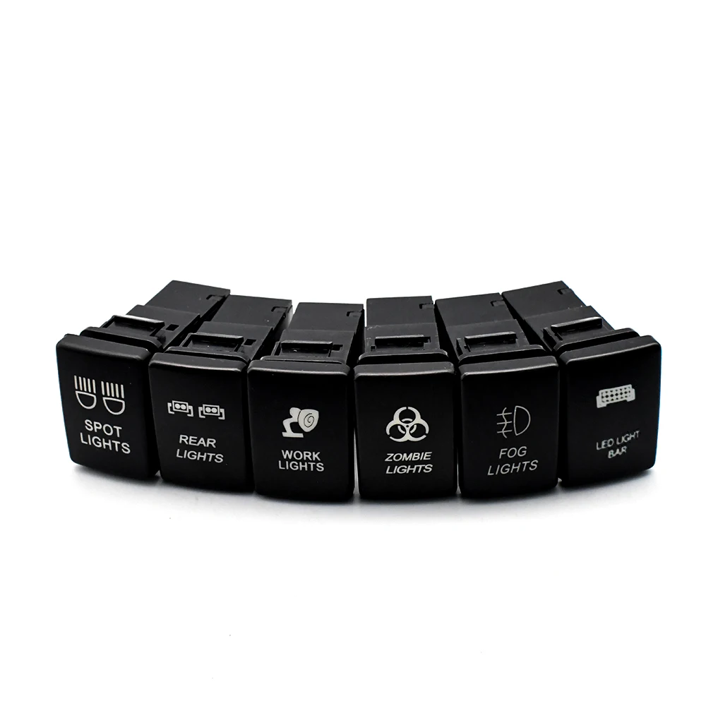 

12V Blue LED Light Illuminated Switch On/Off Push Button Signal Lamp Bar Switch 33x22mm For Toyota Landcruiser Yaris RAV4