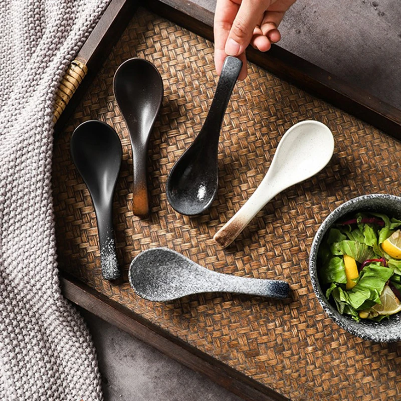 

Ceramic Soup Spoon Japanese Tableware Eating Spoon Creative Spoons Kitchen Cooking Utensil Tool Teaspoon Catering For Kitchen