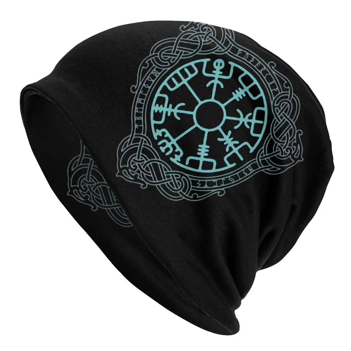 

Vegvisir Viking Runes Dragons Bonnet Hats Knitted Hat Autumn Winter Street Skullies Beanies Hat Unisex Adult Warm Dual-use Caps