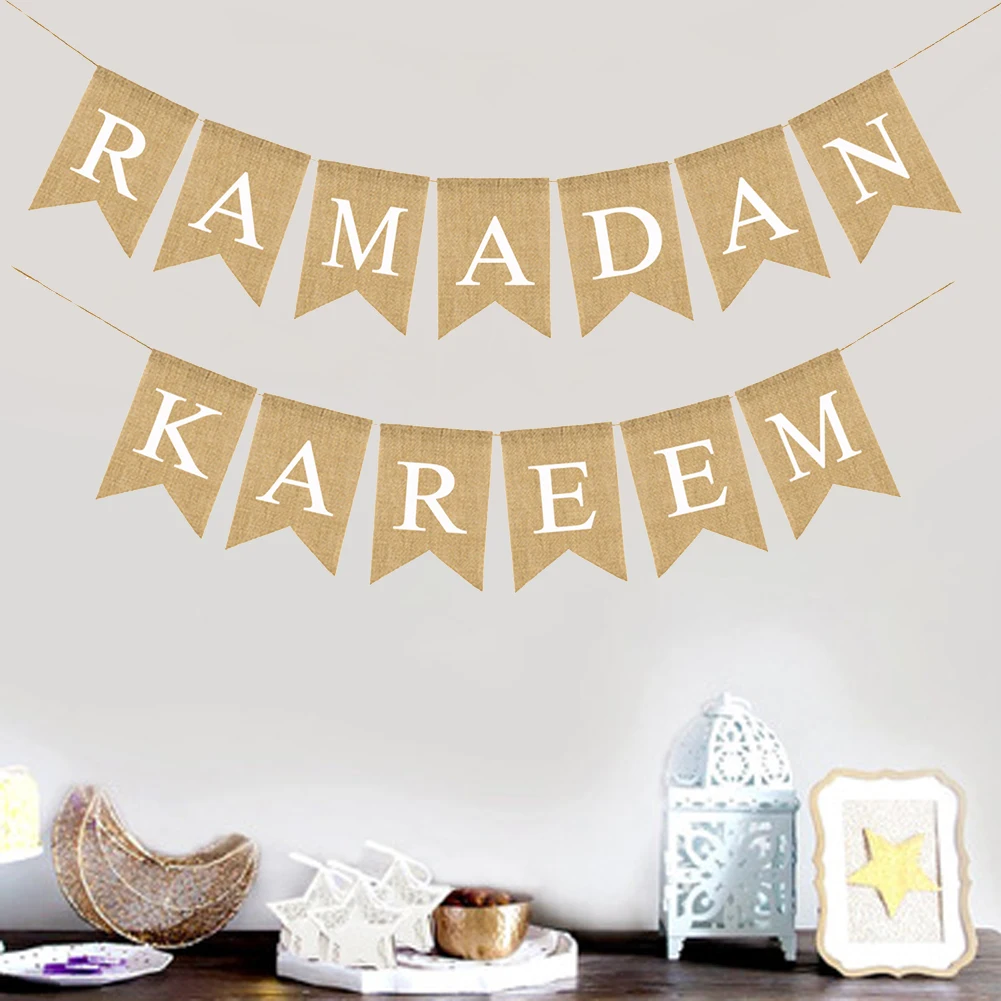 

Ramadan Kareem Eid Mubarak Banner Bunting Decoration Muslim Islamic Home Decor