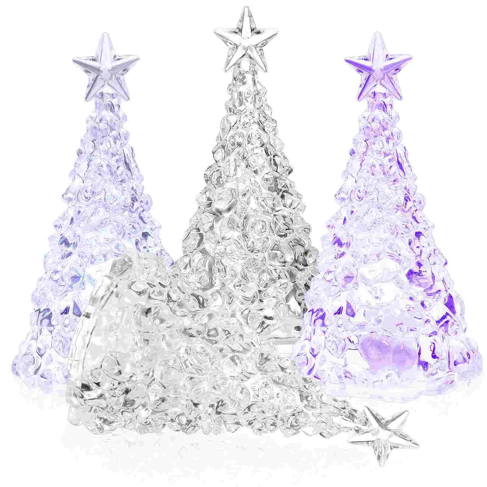 

4 Pcs Christmas Tree Light Up Glitter Trees Glowing LED Night Lamp Tabletop Decoration Desktop Bedside