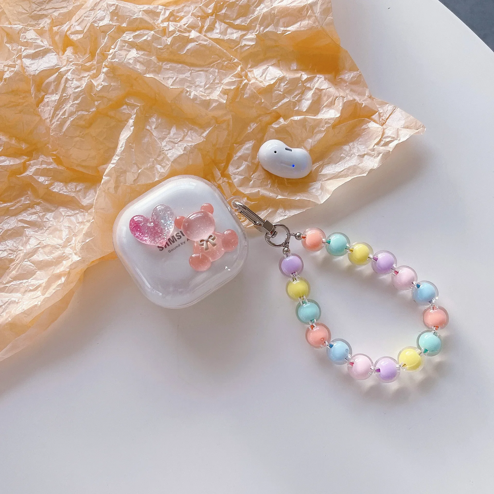 Для Samsung Buds Pro Galaxy Live защитный чехол прозрачный Bluetooth 2-сердечный медведь мотоцикл