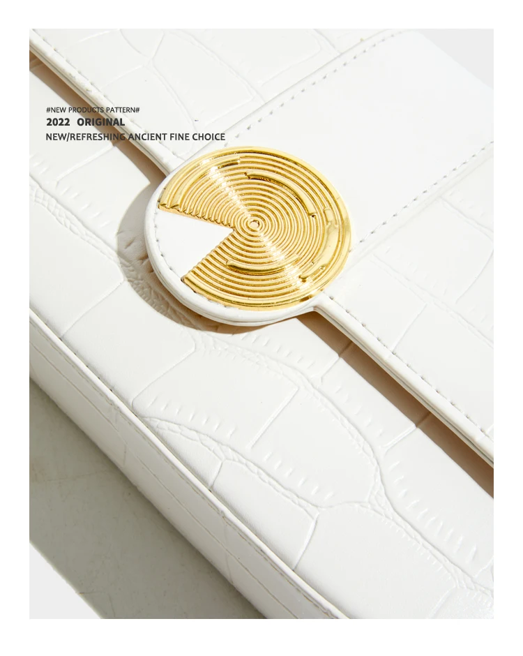 Elmsk 2022 French Style Fashion Elegant Messenger Bag Women Office Lady Chain Gold Buckle Leather Armpit Bag