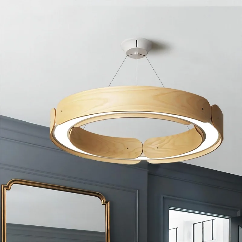 

Nordic Loft Solid Wood Dinner Chandelier Modern Personality Living Room Bar Restaurant Designer Led Hanging Lamp Fixtures Iron