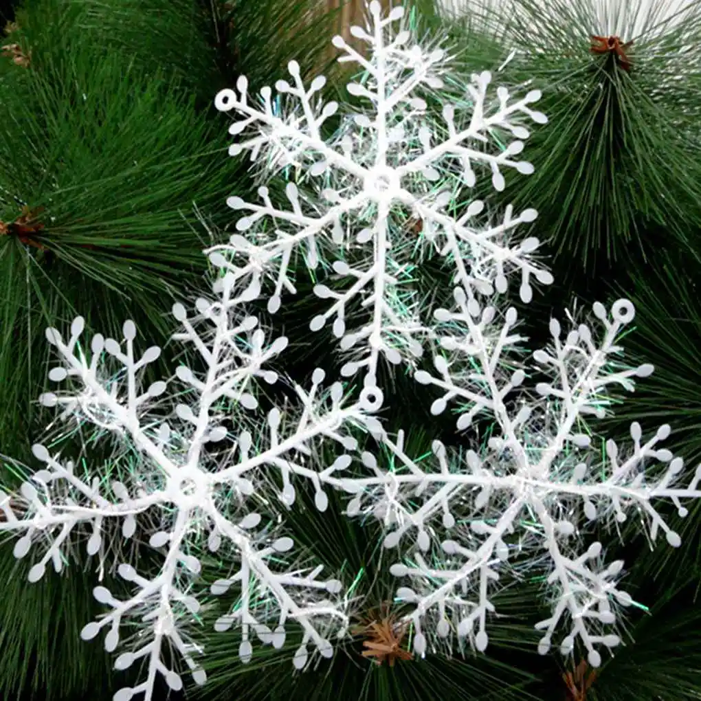 

30Pcs Christmas party White Snowflake Christmas Tree Decor for Home Hanging White Plastic Xmas Snowflake Tree Natal Decoration