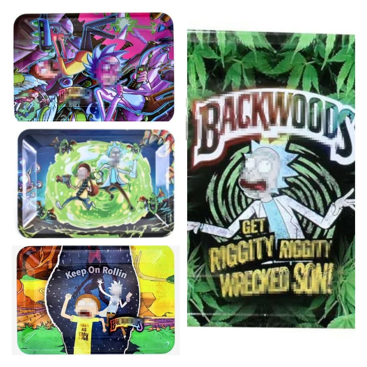 

180*125mm Metal Rolling Tray Collection R&M Themed Trays