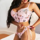 Новинка вышитые кружевные цветы французское нижнее белье пикантные стальные кольца для коррекции фигуры Нижнее белье пуш-ап романтическое женское белье бюстгальтеры кружевные трусики