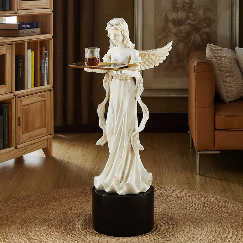 

art Resin angel statue creative home large floor fairy sculpture tray bracket European girl crafts decoration gift