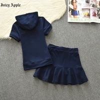 juicy apple tracksuit women summer short skirt suit women hoodies middle waist mini skirts lining with shorts sexy sportswear