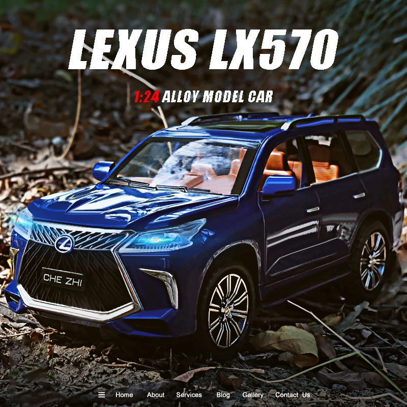

1:24 модель автомобиля Lexus LX570 SUV из сплава, металлическая модель, имитация звука и светильник, литый под давлением игрушечный автомобиль для м...