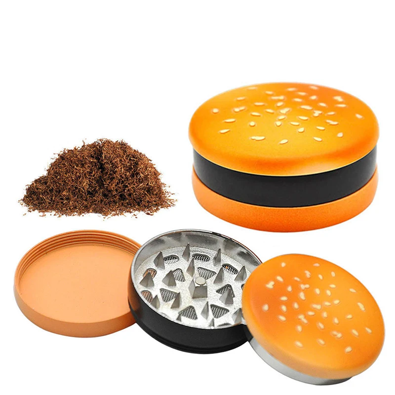 

45mm Hamburger Shape Cigarette Tobacco Grinder Mini Herb Crusher Crushed Spices Herbal Gadgets for Men Smoking Accessorries