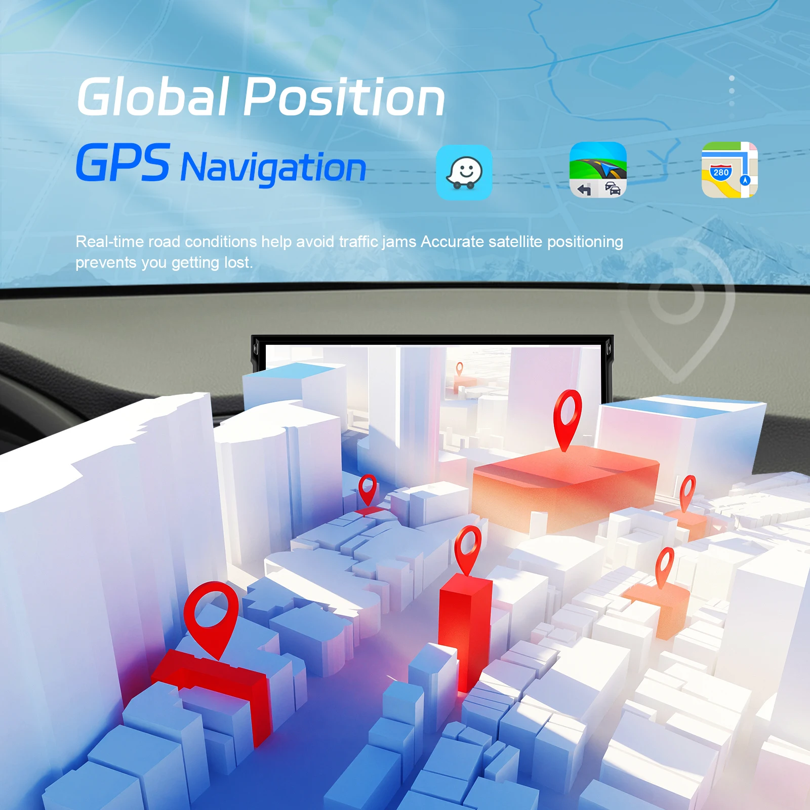 Podofo 7-дюймовый мультимедийный плеер 2 + 64 1Din Android Автомобильный радиоприемник Carplay