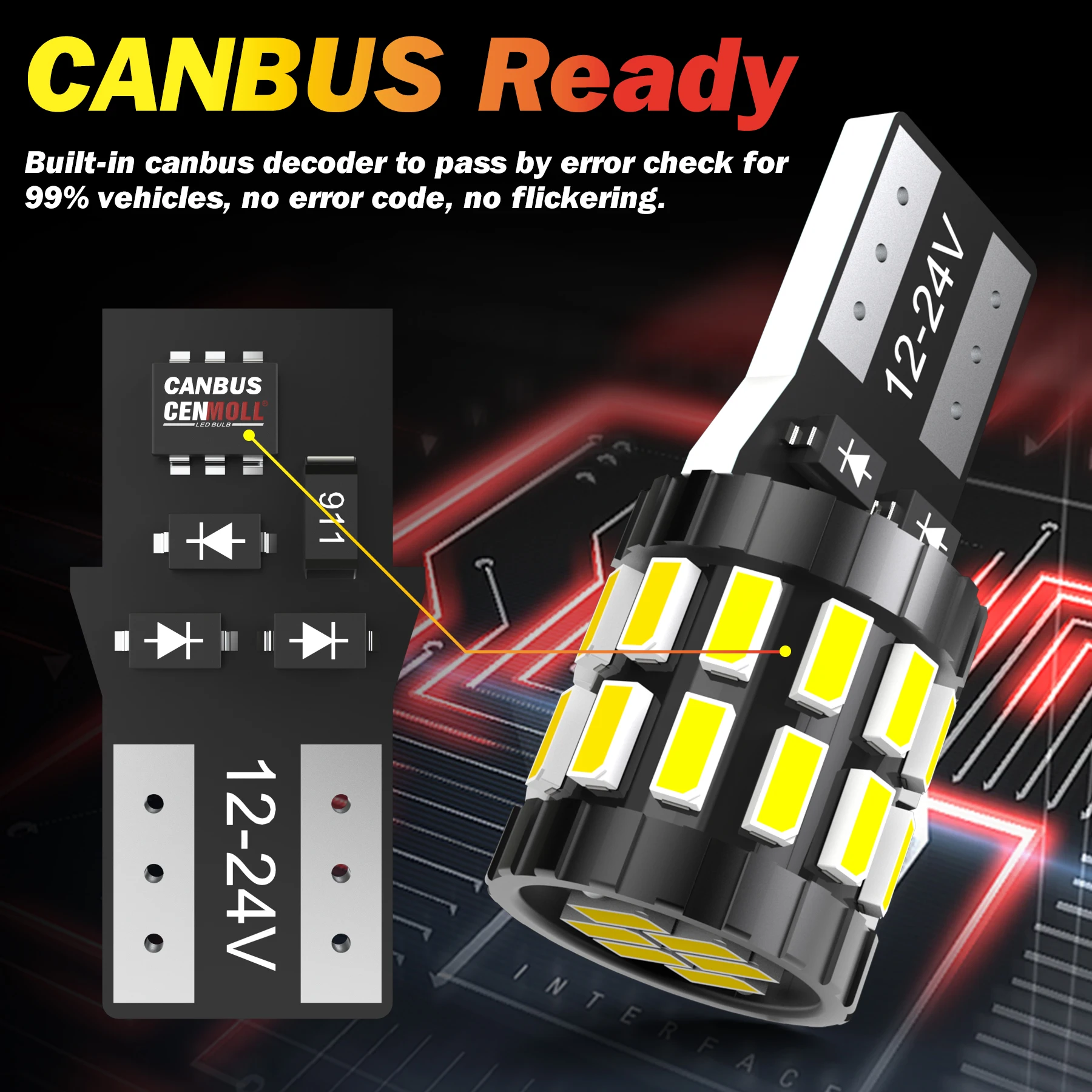 2 шт. Автомобильные светодиодные лампы T10 W5W для Ford Fiesta Focus 3 Fusion Ranger Kuga S Max MK5 Mustang