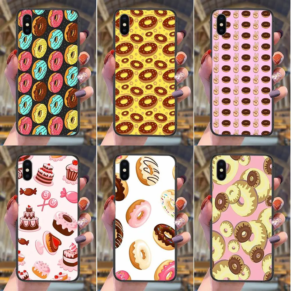 

For Huawei Y5 Y5p Y6 Y6P Y6s Y7 Y7a Y7P Y9 Lite Prime Pro 2018 2019 Colour Donuts Macaron Black Funda Tpu Coque En Ligne