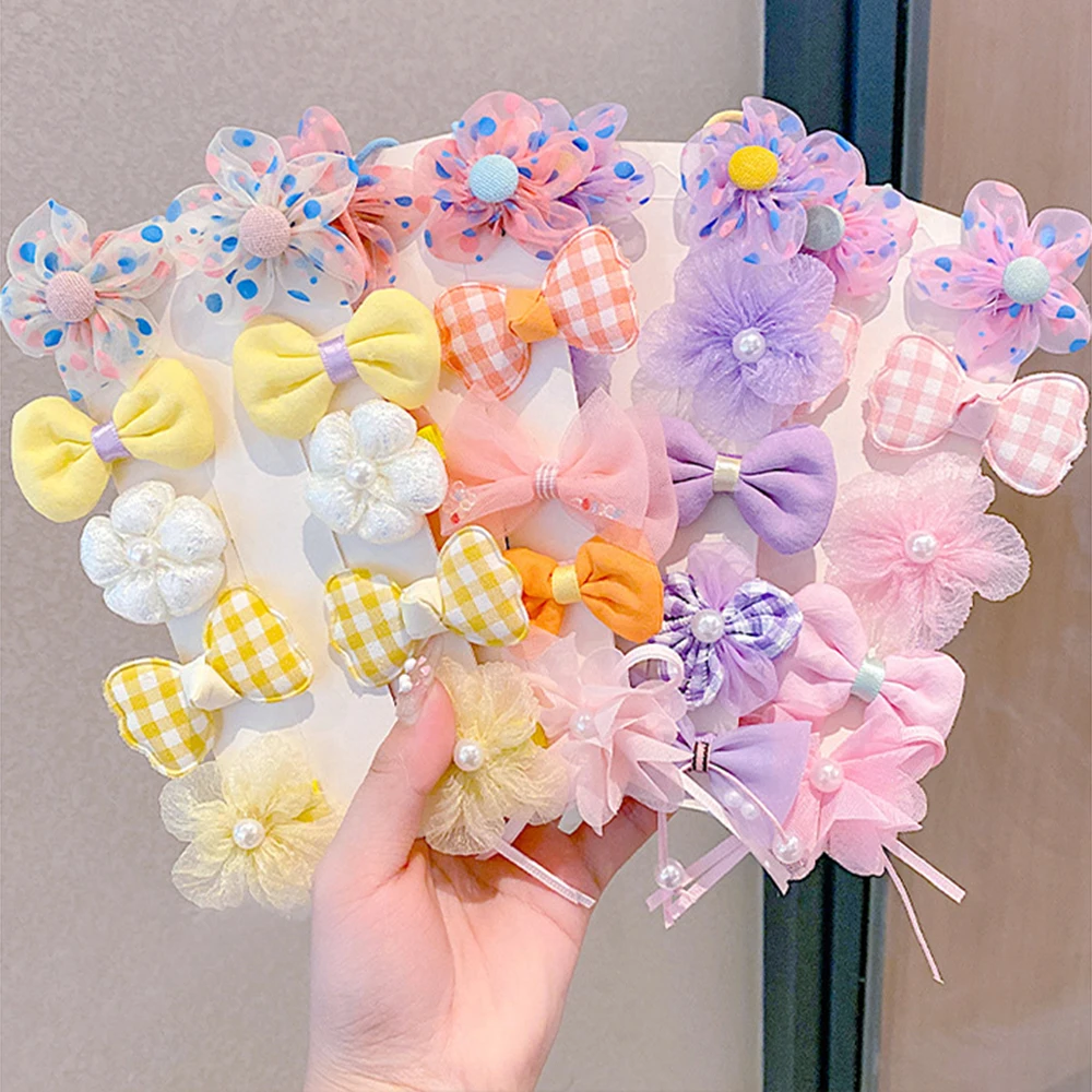 

10pcs Little Girls Bow Hair Clip Ponytail Holders Pink Barrette Princess Hairpin Kids Bowknot Child Bobby Pin Student Hair Clamp