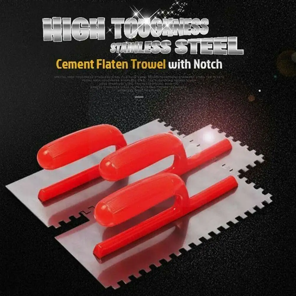 

Steel Plaster Blade Abs Plastic Handle Serrated Square Finish 28x12mm B9j5