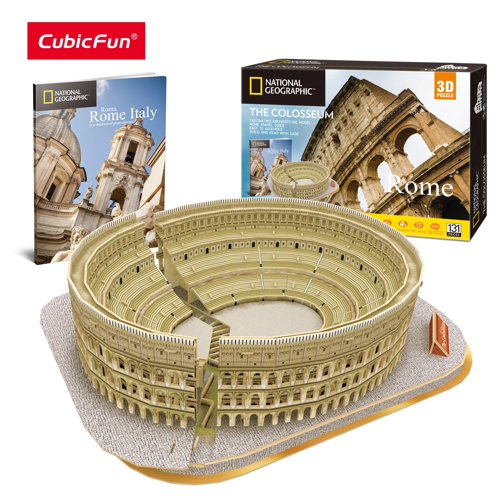 

3D пазл CubicFun, модель итальянского римского колозея, сборник с национальным географическим расположением, 131 деталей, архитектурный набор, иг...