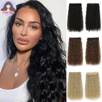 yingrun synthetic hairpiece long wavy women clip in hair extension black brown synthetic hair piece hairstyle natural curly hair