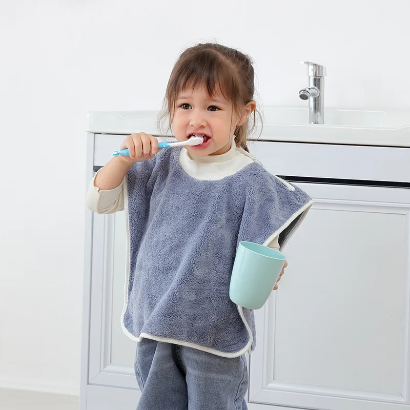 

Soft Coral Fleece Baby Bib Toothbrush Towel Feeding Burp Cloth Snap Button Saliva Towel Apron for 1-5 Years Old Dropshipping