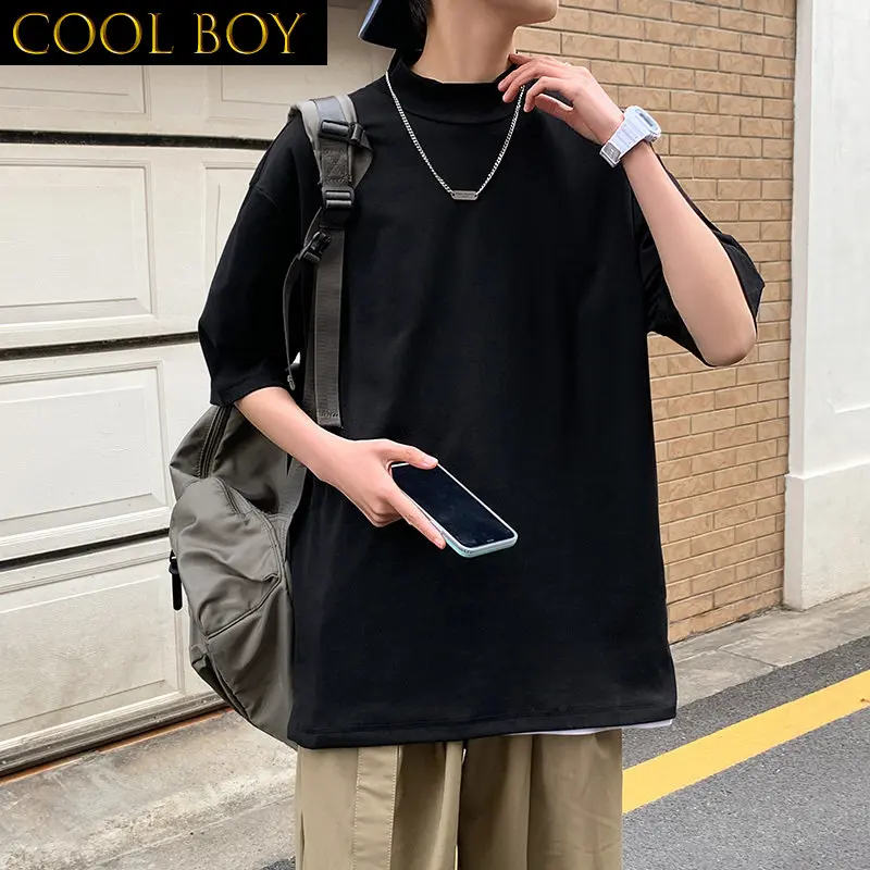 

Футболка мужская летняя с коротким рукавом и ложным воротником