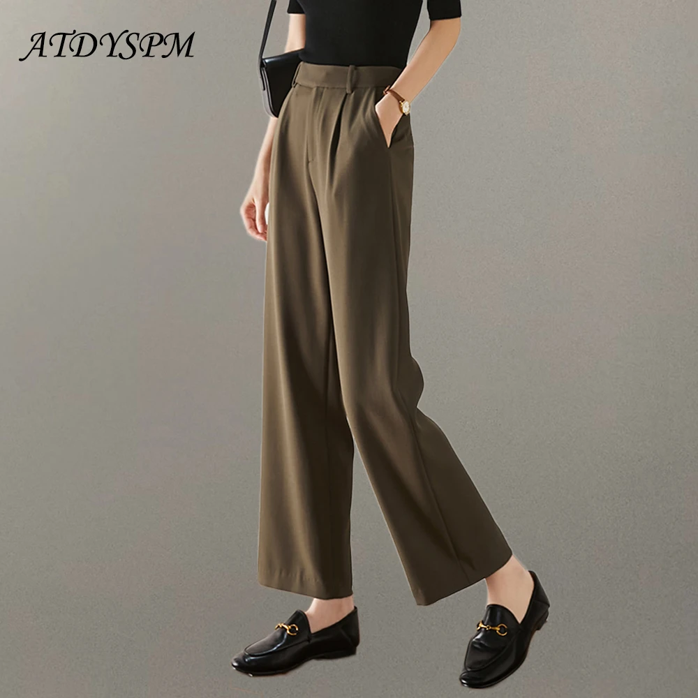 

Fashion Loose Wide Leg Pants Women Office Lady Work Wear Straight Suit Pants Elegant Female Casual Pants pantalones de mujer