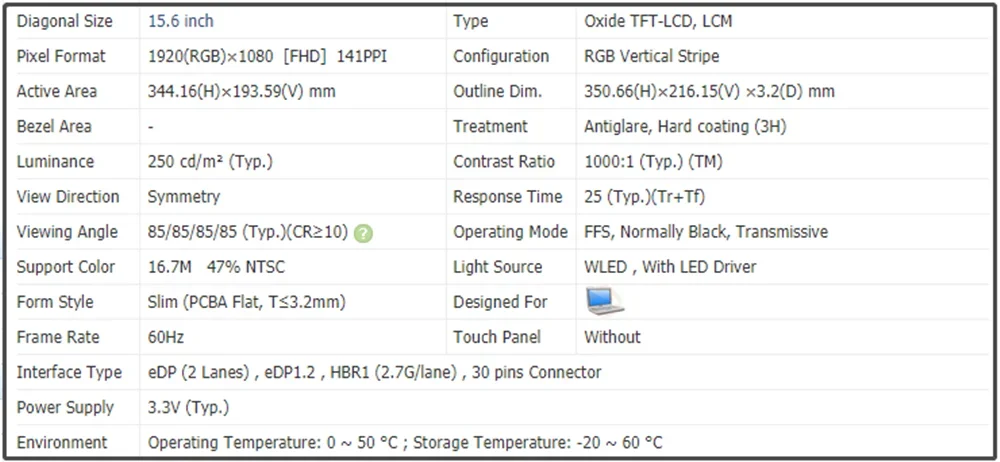LM156LF5L06 ЖК-экран 15 6-дюймовая IPS-панель для ноутбука EDP 30 контактов FHD 1920x1080 47% NTSC 250