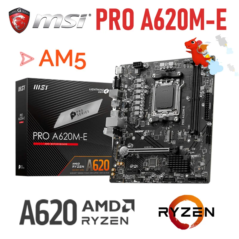 Материнская плата MSI PRO A620M-E Socket AM5 с поддержкой AMD Ryzen 7000 Series, процессор DDR5 64 Гб M.2 для настольного компьютера AMD A620, материнская плата, новинка