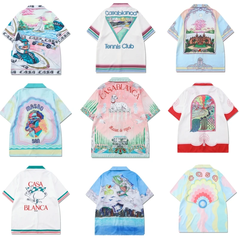 

Multi Versions Pattern Casablanca Short Shirt Men Women High Quality Casual Beach Hawaii Short Sleeve T Shirt