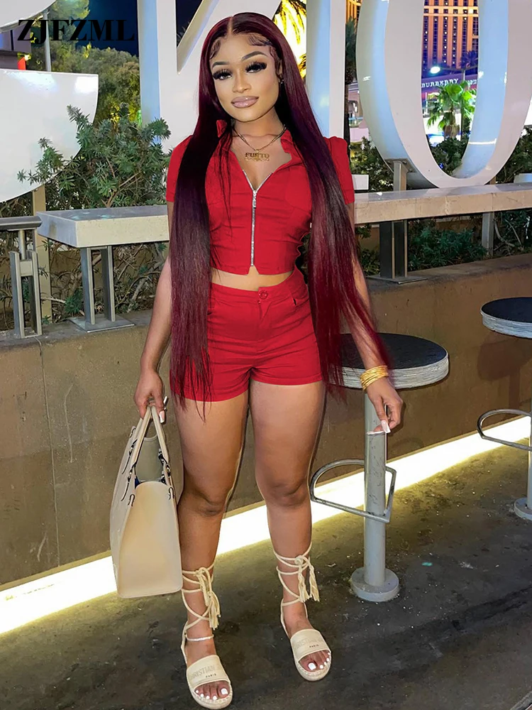 

Велосипедные костюмы для бега из 2 предметов, летние костюмы для девочек, бандажные куртки на молнии с коротким рукавом и шорты с высокой тал...