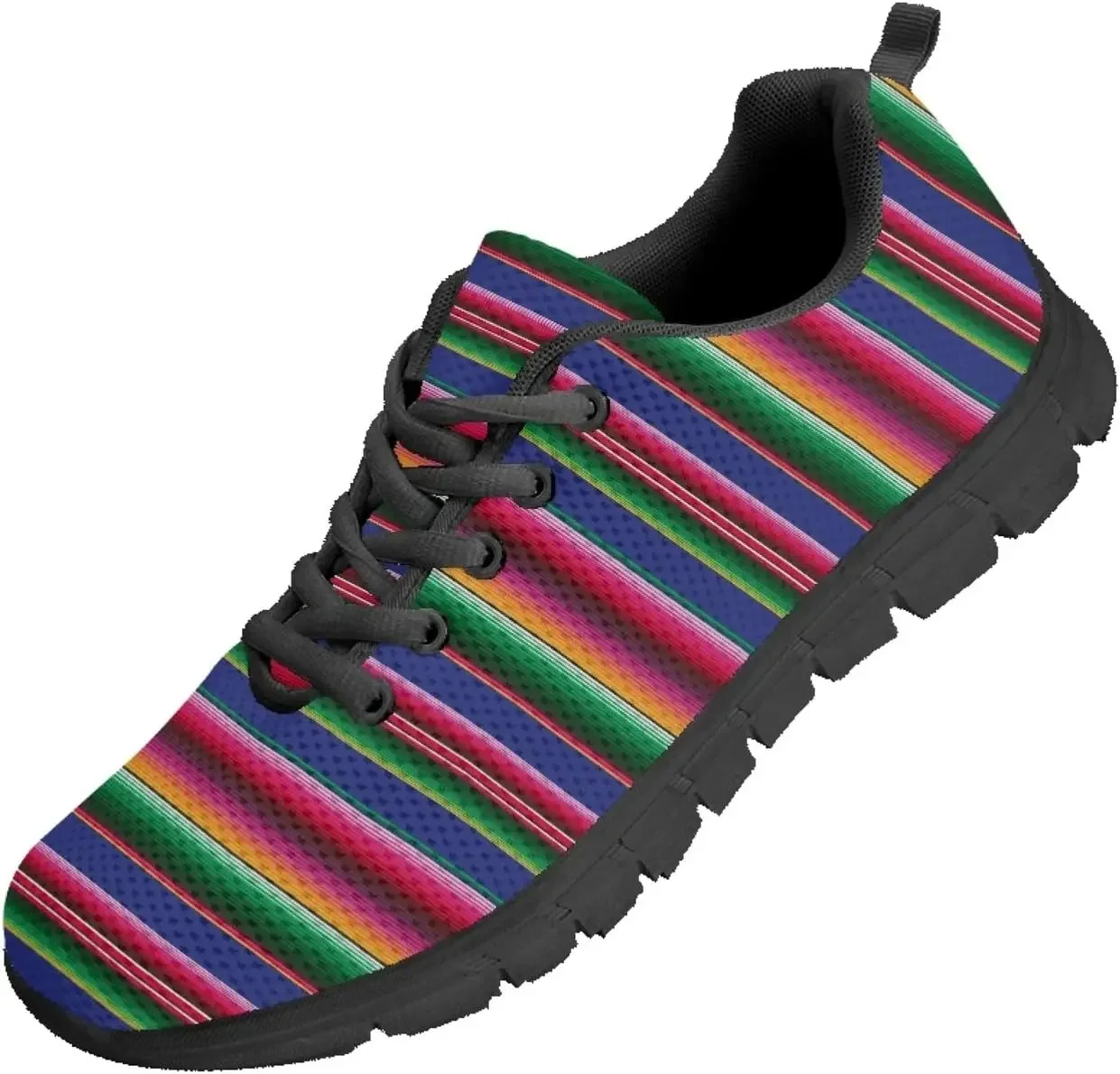 Фото Красочные мексиканские спортивные кроссовки Serape на шнуровке, дышащие кроссовки для мужчин, женщин, мальчиков, девочек, подростков и детей №2
