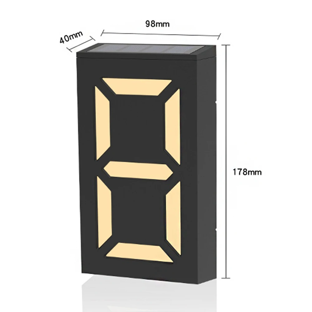 Solar Powered LED Light House Door Number 0-9 Outdoor Address Sign Plate Street Garden Doorplate Wall Lamp Digital Flat Number images - 6