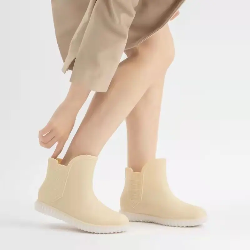 Women's Rainshoes Velvet Low-Top Short Rain Boots Kitchen Non-Slip Water Shoes Waterproof Rubber Shoes Women's Wading Shoe Cover