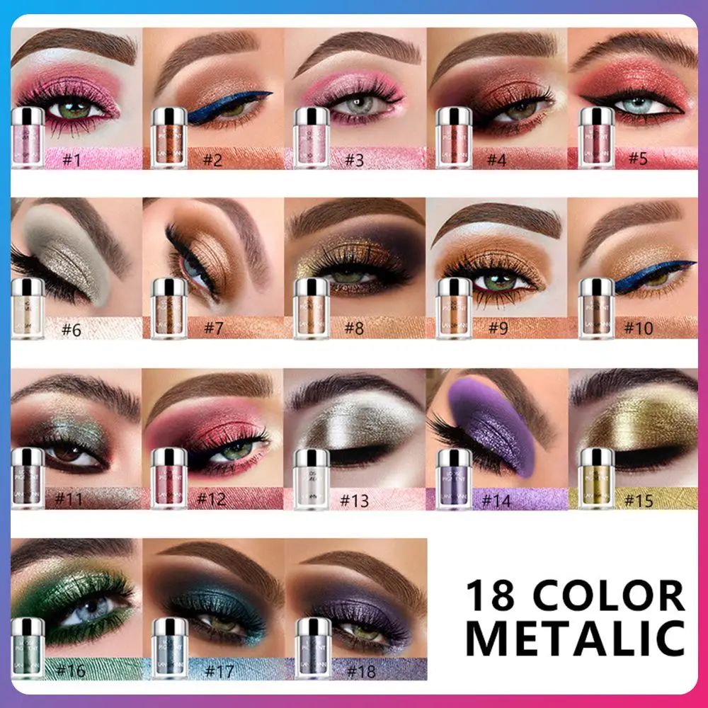 

LANGMANNI Glitter Eye Shadow Metal Loose Powder Waterproof Flash Pigment Color Eye Shadow Powder Makeup Cosmetics TSLM1